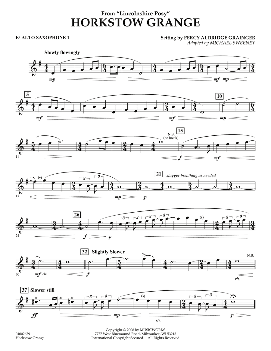 Horkstow Grange - Eb Alto Saxophone 1 Concert Band scores gallery preview page 1