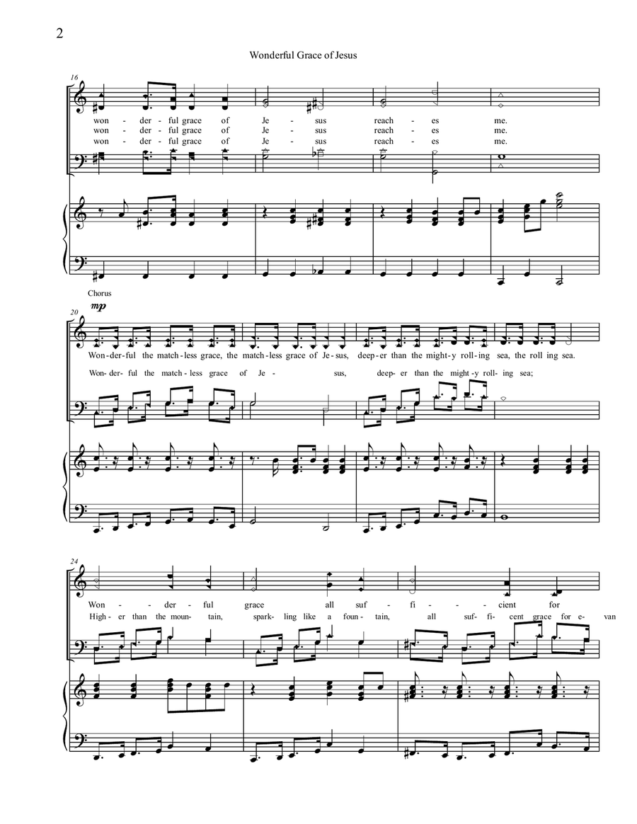 Wonderful Grace of Jesus Wonderful Grace of Jesus Piano Solo scores gallery preview page 2