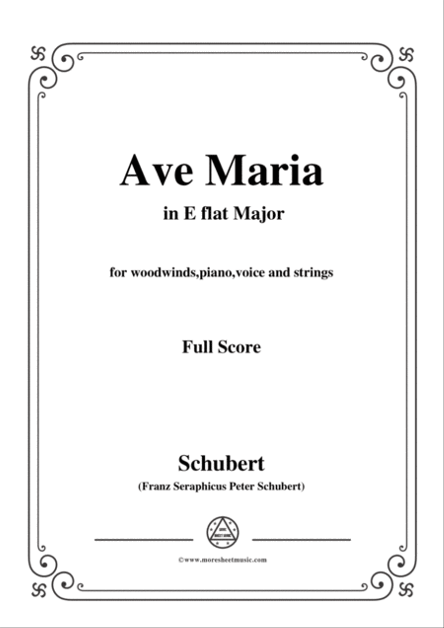 Schubert-Ave Maria in E flat Major,for woodwinds,piano,voice and strings Voice scores gallery preview page 1