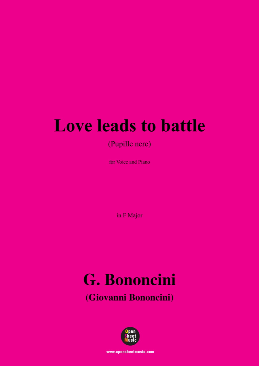 G. Bononcini-Love leads to battle(Pupille nere),in F Major Voice scores gallery preview page 1