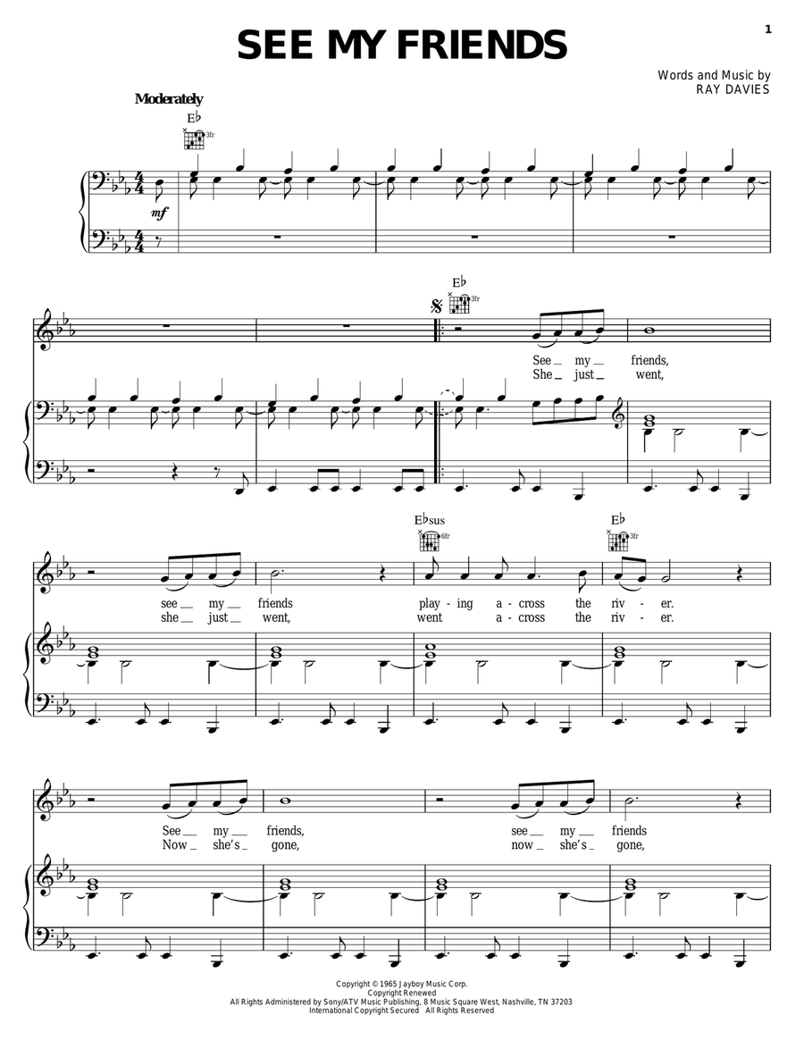 See My Friends Piano, Vocal, Guitar scores gallery preview page 1