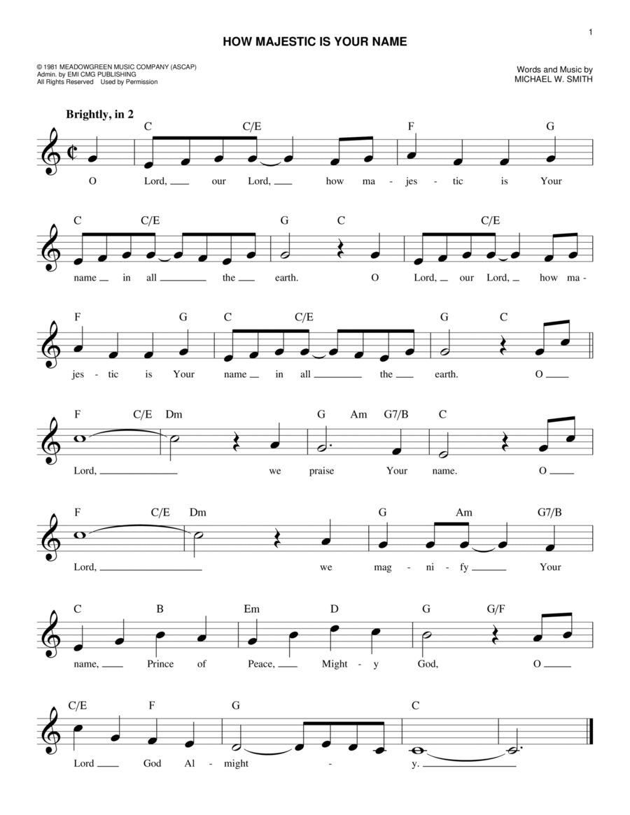 How Majestic Is Your Name Piano scores gallery preview page 1