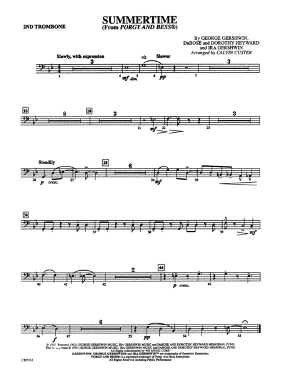 Book cover for Summertime: 2nd Trombone