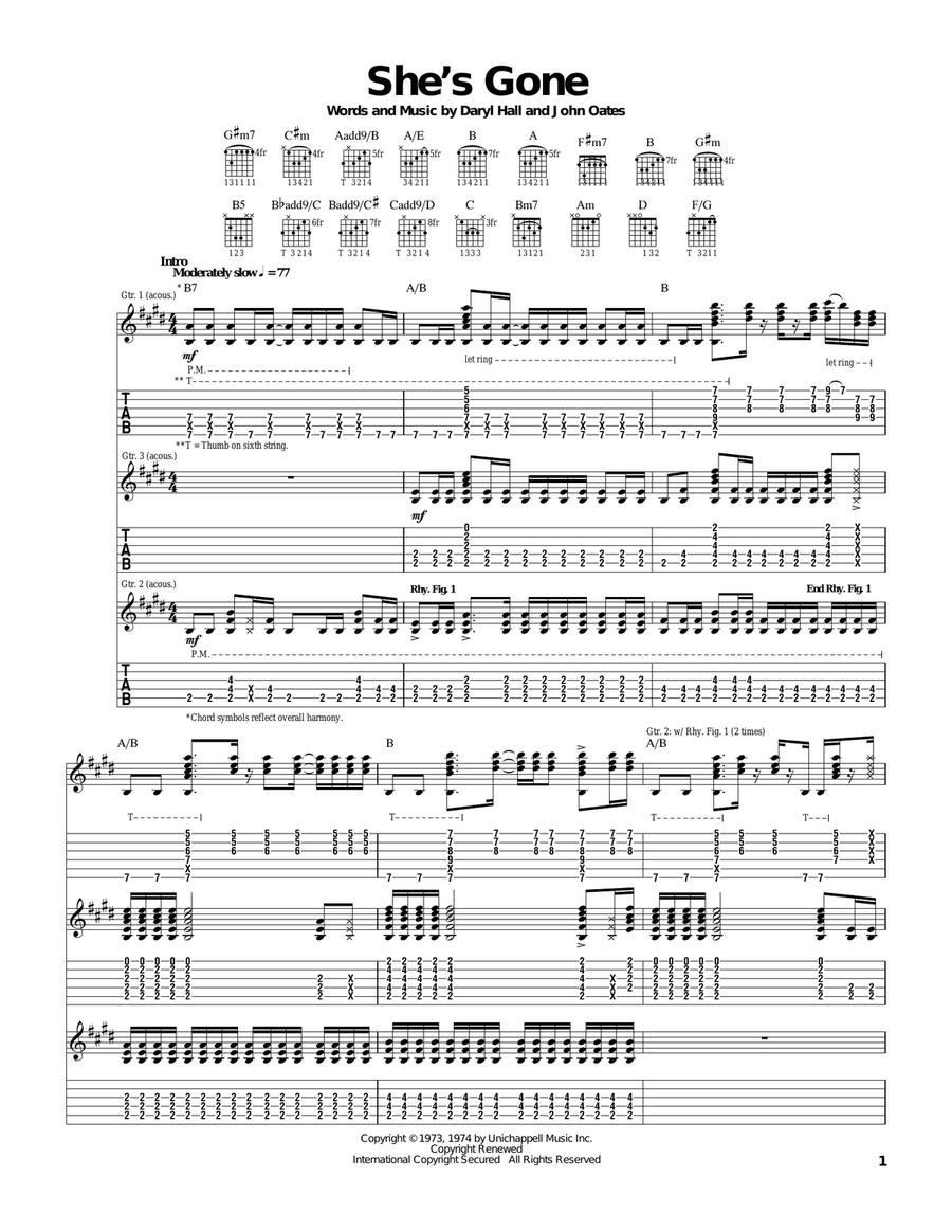 She's Gone Acoustic Guitar scores gallery preview page 1