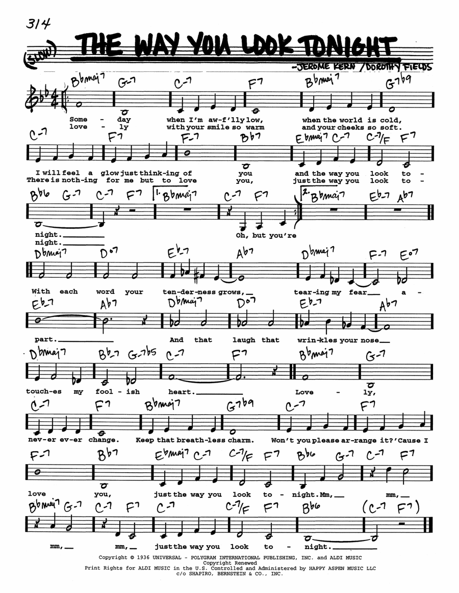 The Way You Look Tonight (Low Voice) Low Voice scores gallery preview page 1