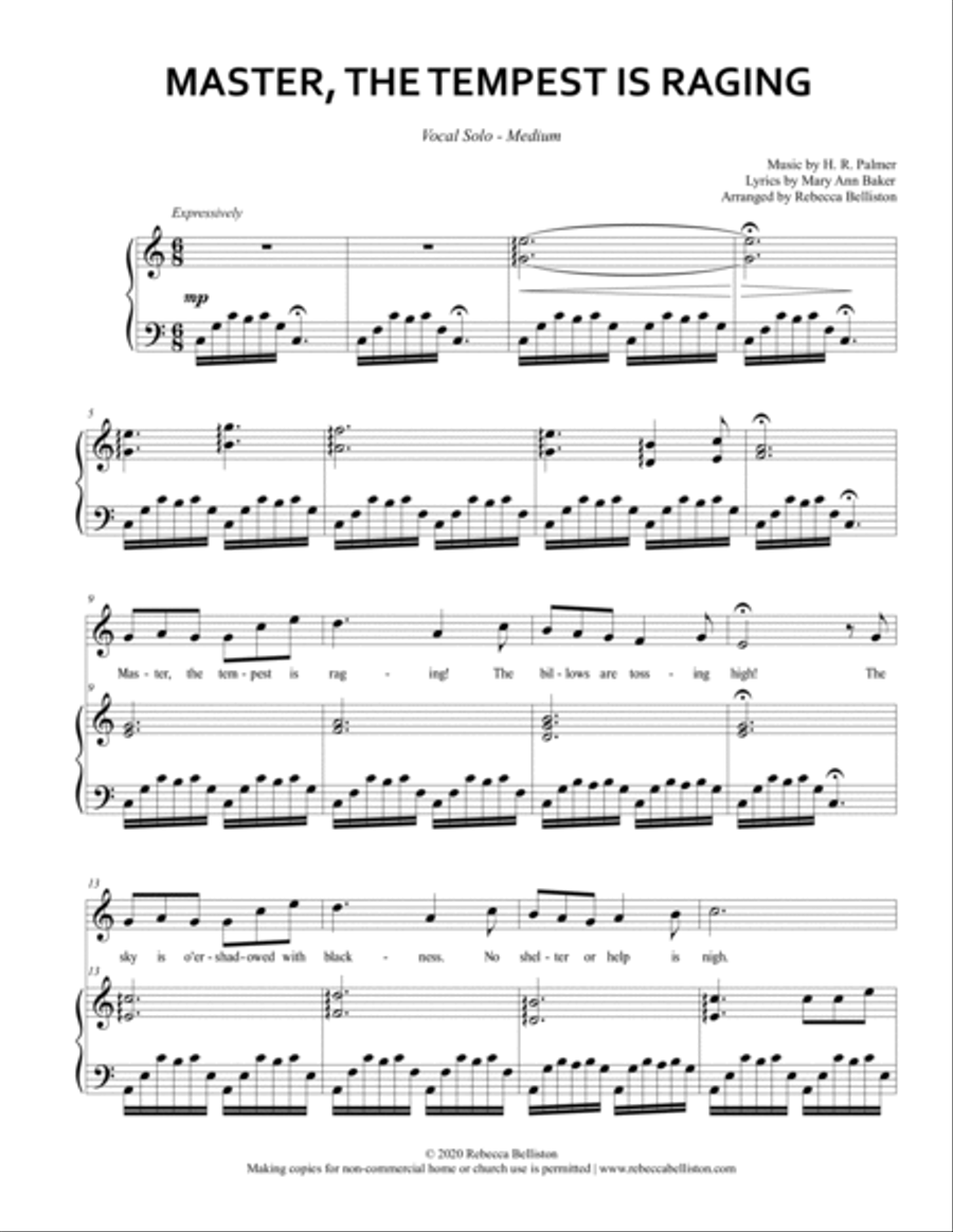 Master, the Tempest is Raging (Vocal Solo - Medium) Medium Voice scores gallery preview page 2