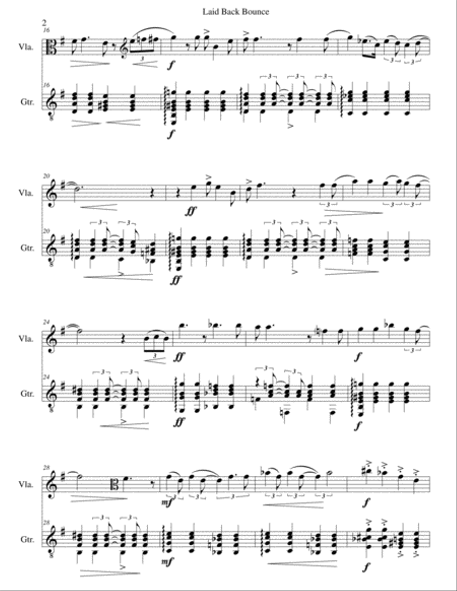 Laid back bounce for viola and guitar String Duet scores gallery preview page 2