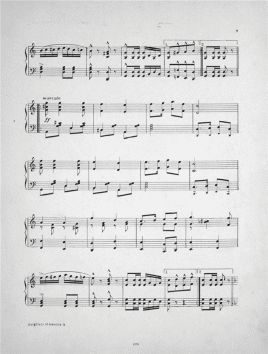 Daughters of the American Revolution. March-Two-Step Piano Solo scores gallery preview page 3