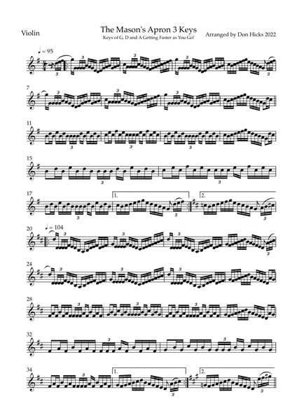 The Mason's Apron (in 3 Keys) by Traditional - String Duet - Digital Sheet  Music