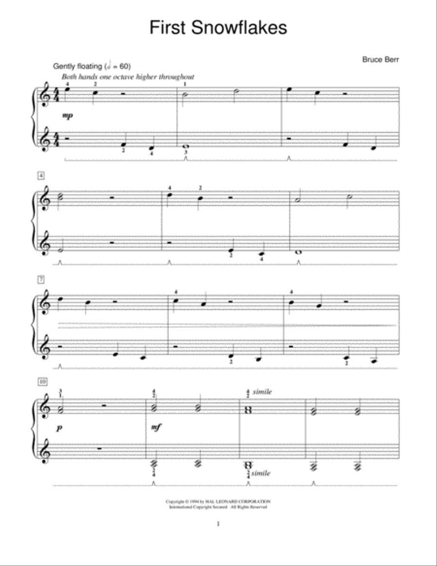 First Snowflakes First Snowflakes Piano Method scores gallery preview page 1