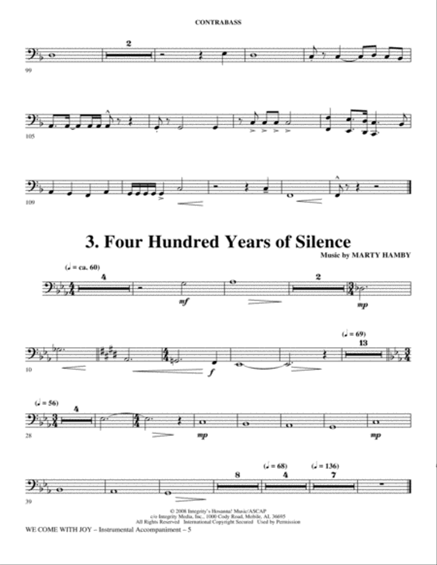We Come With Joy Orchestration - Contrabass Choir scores gallery preview page 5
