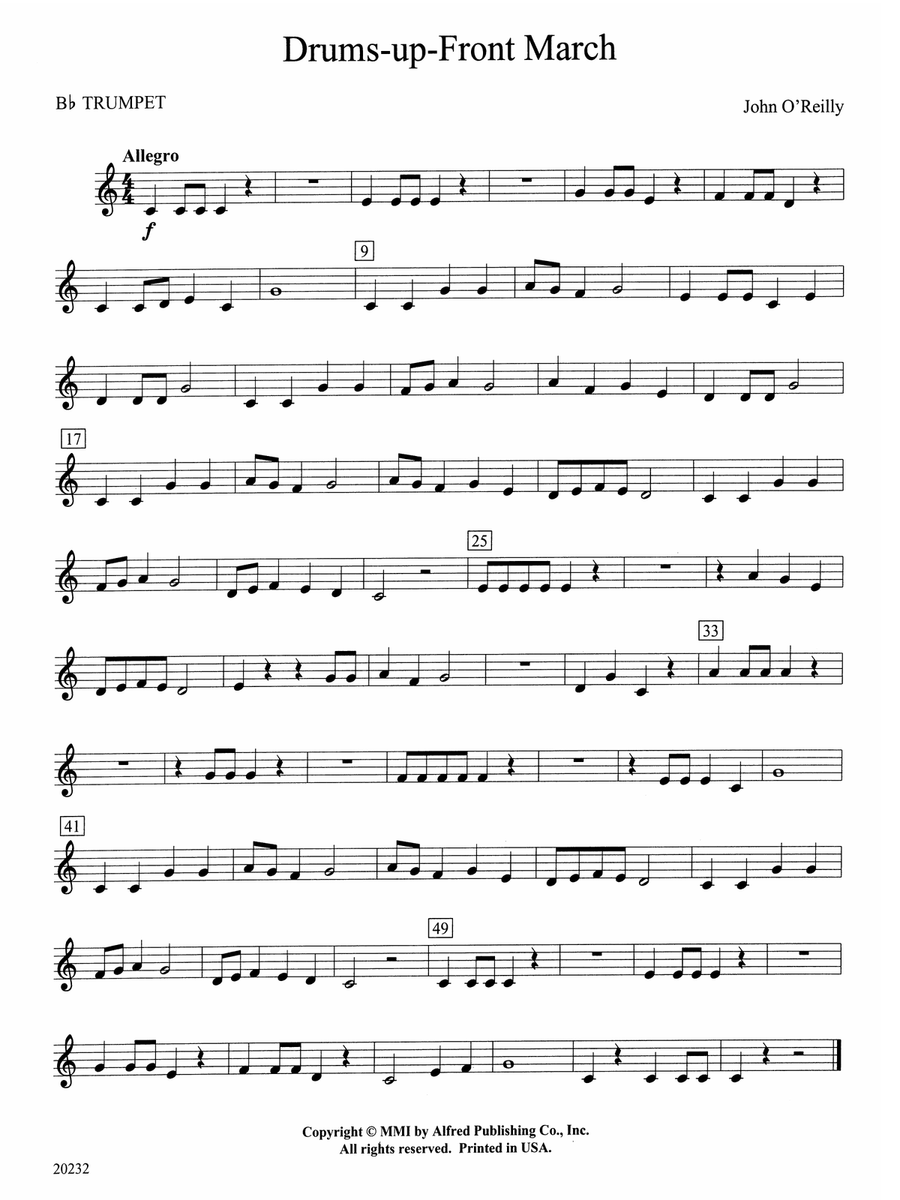 Drums-up-Front March: 1st B-flat Trumpet