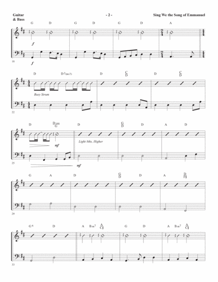 Sing We the Song of Emmanuel (arr. Joseph M. Martin) - Guitar/Bass