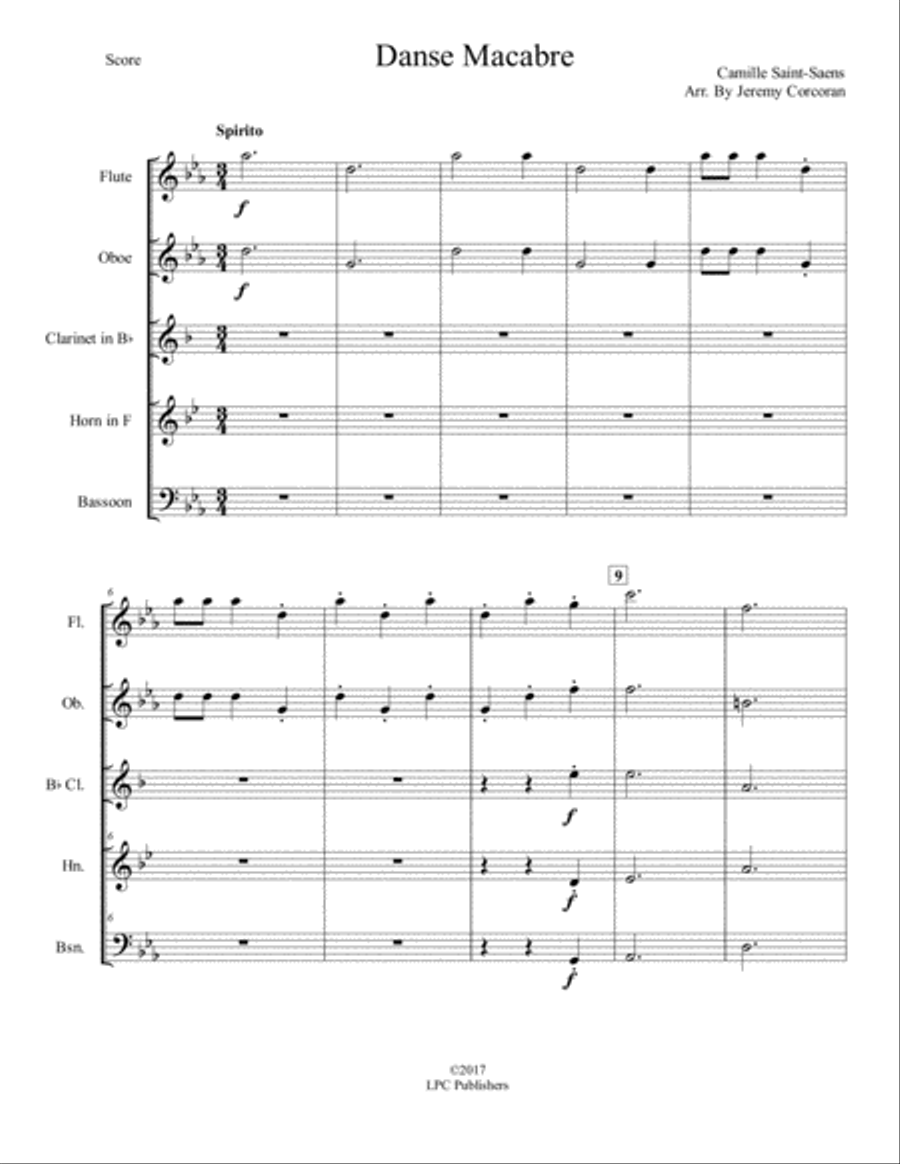 Danse Macabre for Woodwind Quintet Woodwind Quintet scores gallery preview page 2