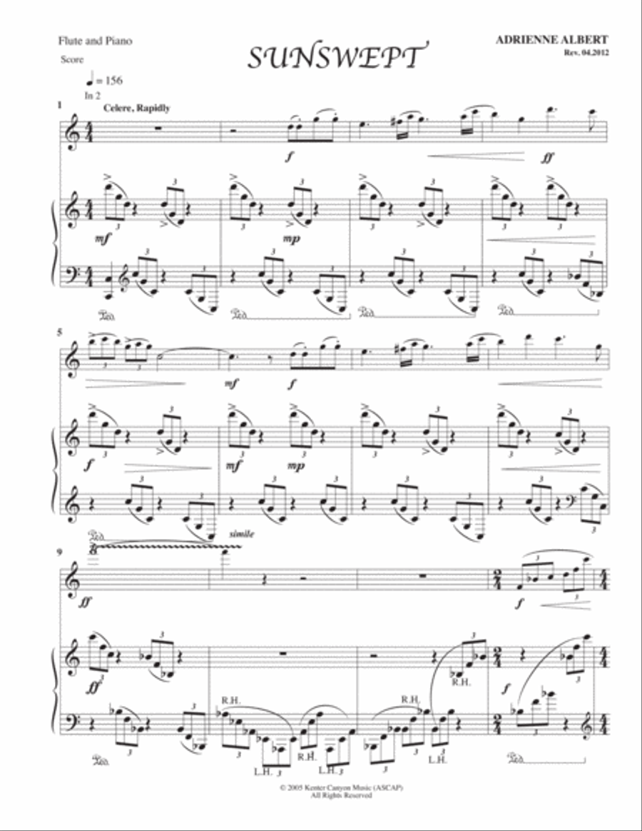 SUNSWEPT for flute and piano Flute Solo scores gallery preview page 2