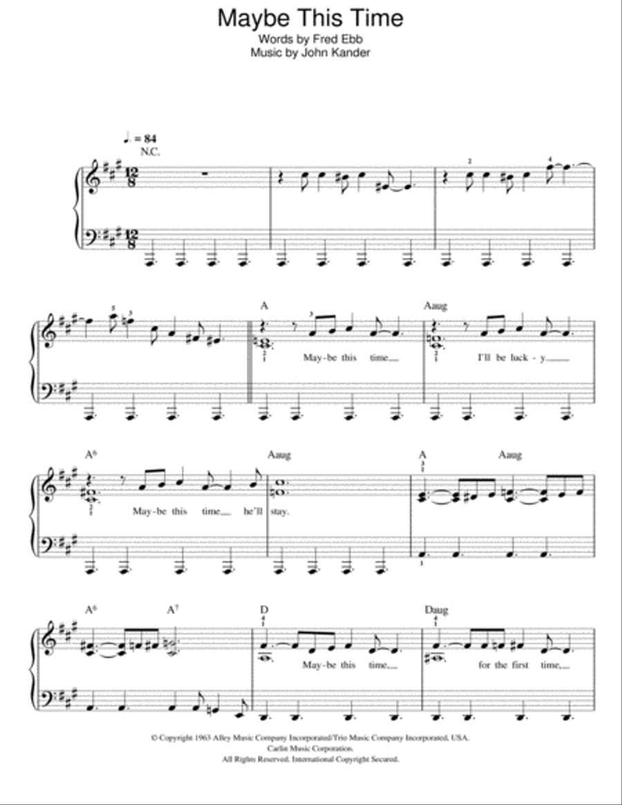 Maybe This Time Maybe This Time Easy Piano scores gallery preview page 1