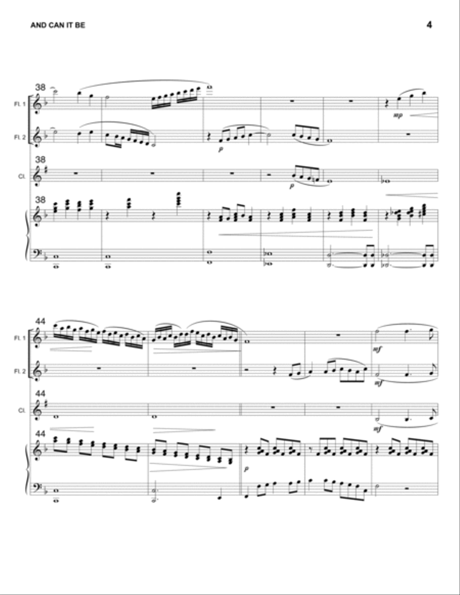 AND CAN IT BE - 2 FLUTES & CLARINET with Piano Accompaniment Small Ensemble scores gallery preview page 4