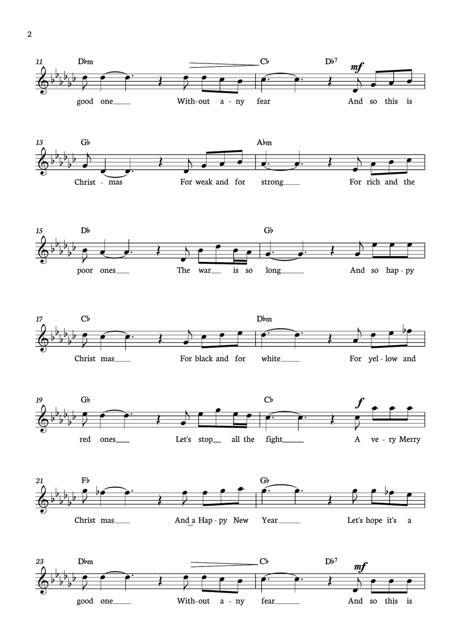 Happy Xmas (war Is Over) Electric Guitar scores gallery preview page 2