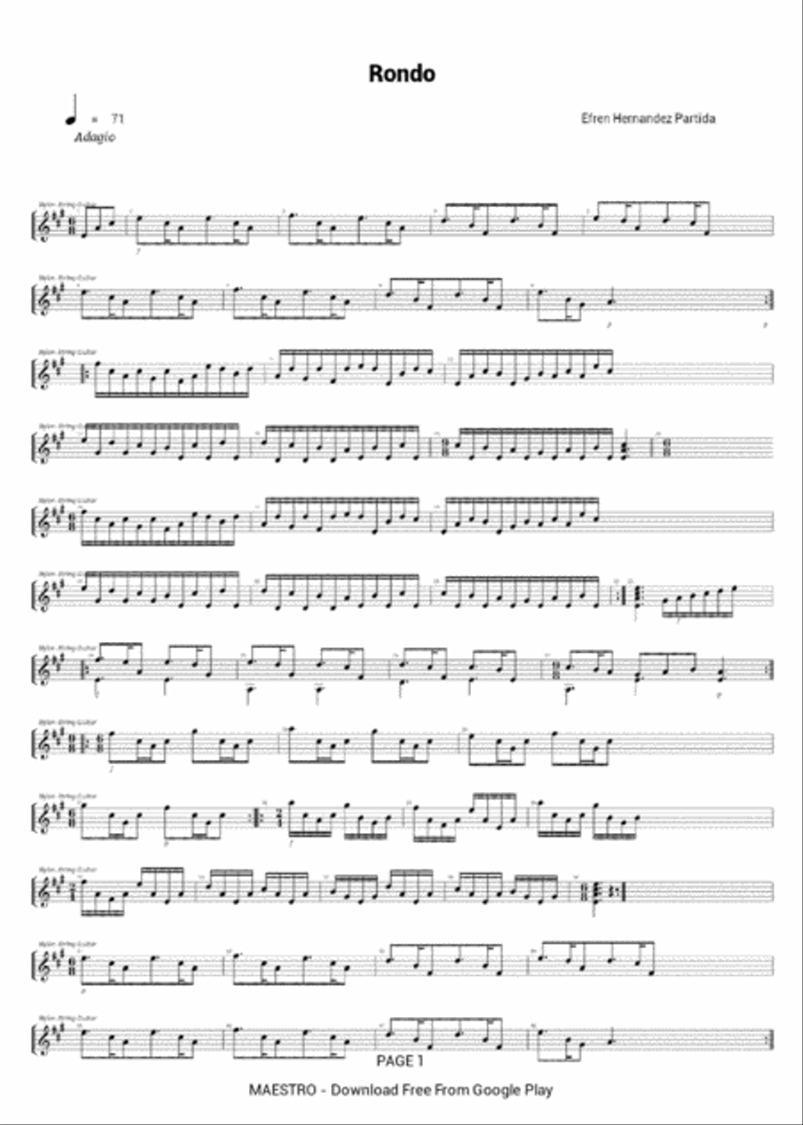 Sonatina rondo Classical Guitar scores gallery preview page 1