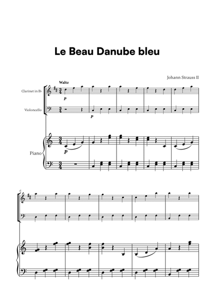 Johann Strauss II - Le Beau Danube bleu for Clarinet, Cello and Piano image number null