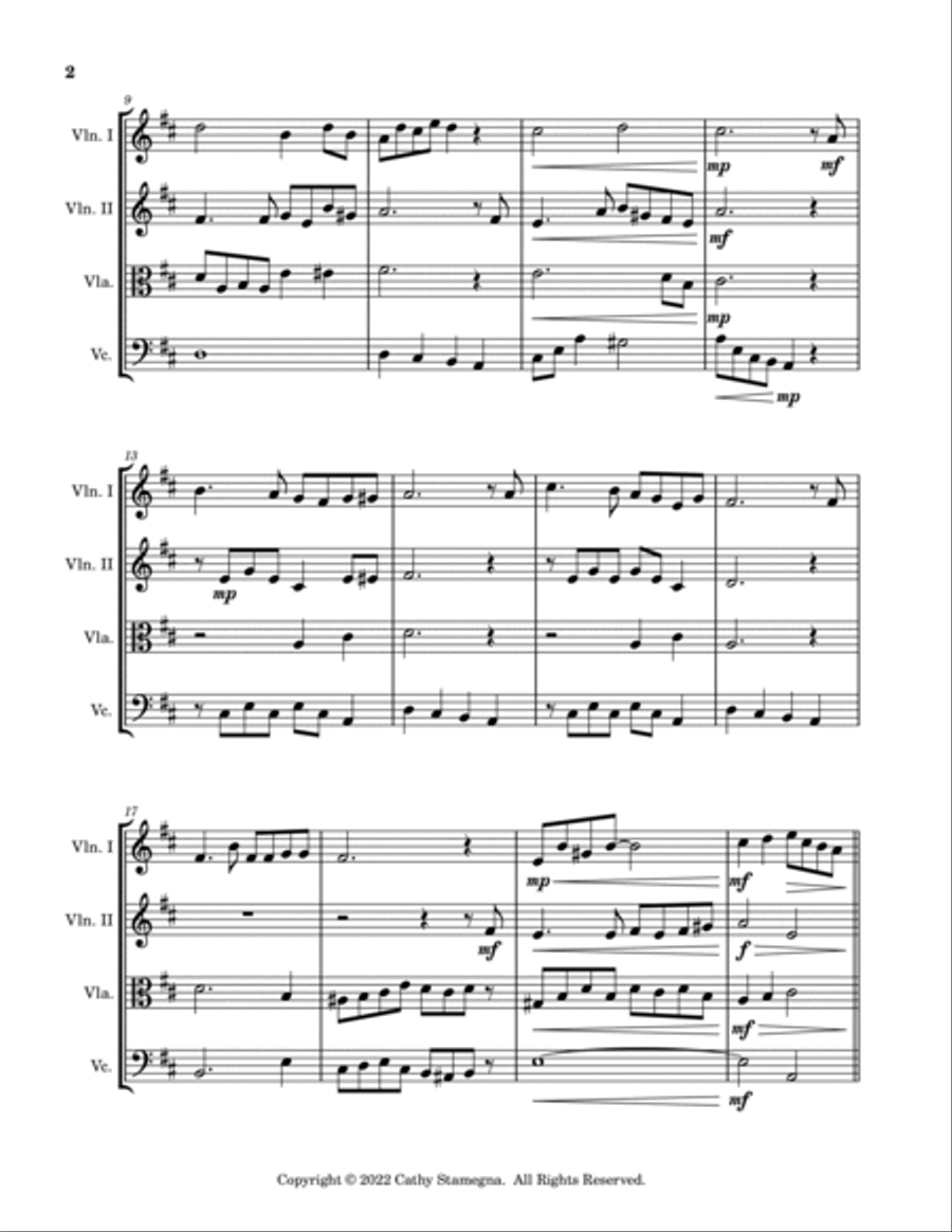 I’ll Take You Home Again, Kathleen (String Quartet: Two Violins, Viola, Violoncello) String Quartet scores gallery preview page 3