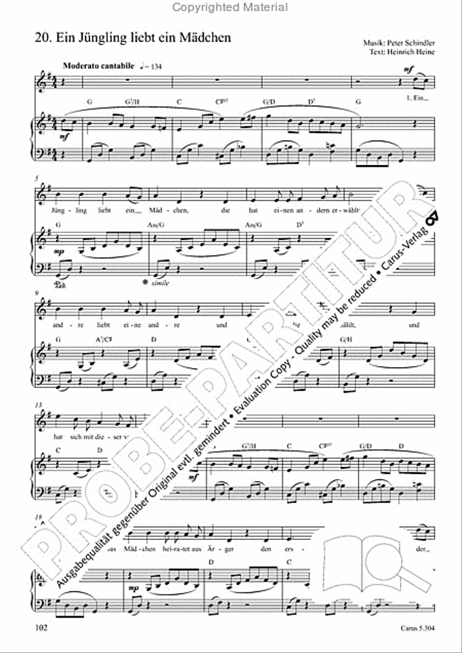 Schindler: Rosenzeit. Ein Liederzyklus uber die Liebe. Chansons fur Singstimme und Klavier Piano scores gallery preview page 103