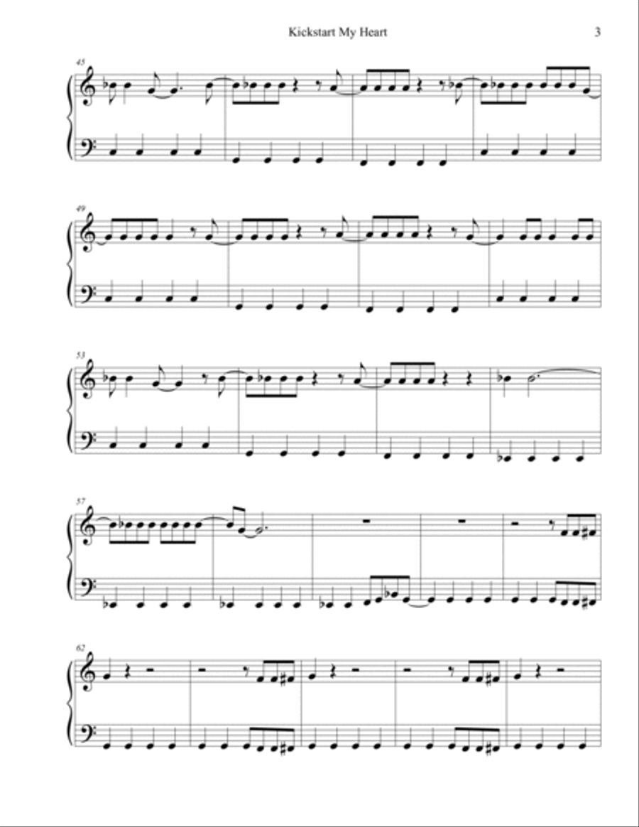 Kickstart My Heart Easy Piano scores gallery preview page 3
