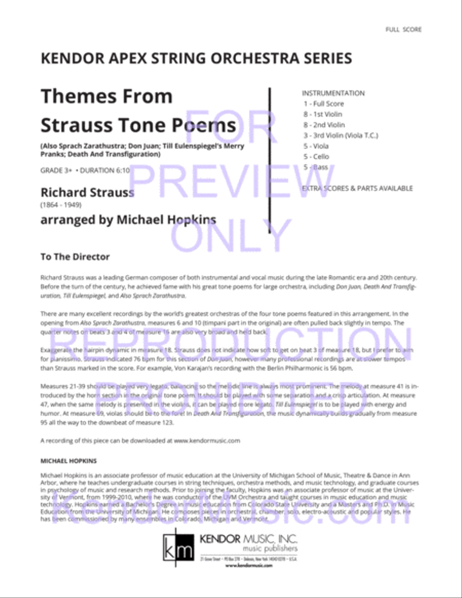 Themes From Strauss Tone Poems String Orchestra scores gallery preview page 2