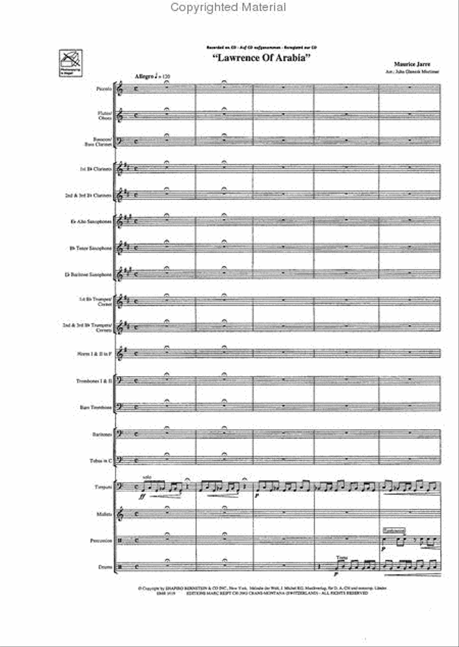 Lawrence of Arabia Concert Band scores gallery preview page 3
