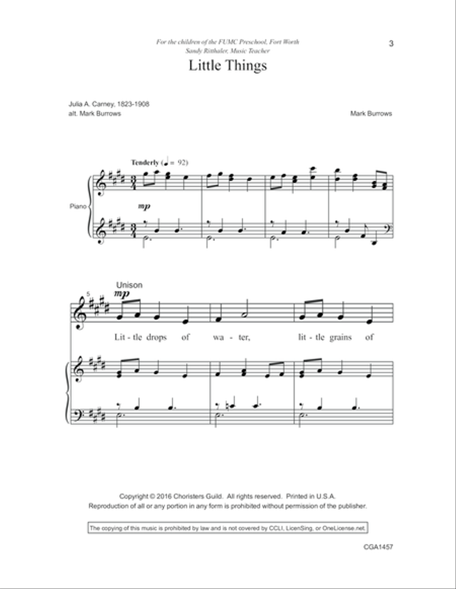 Little Things Unison Choir scores gallery preview page 4