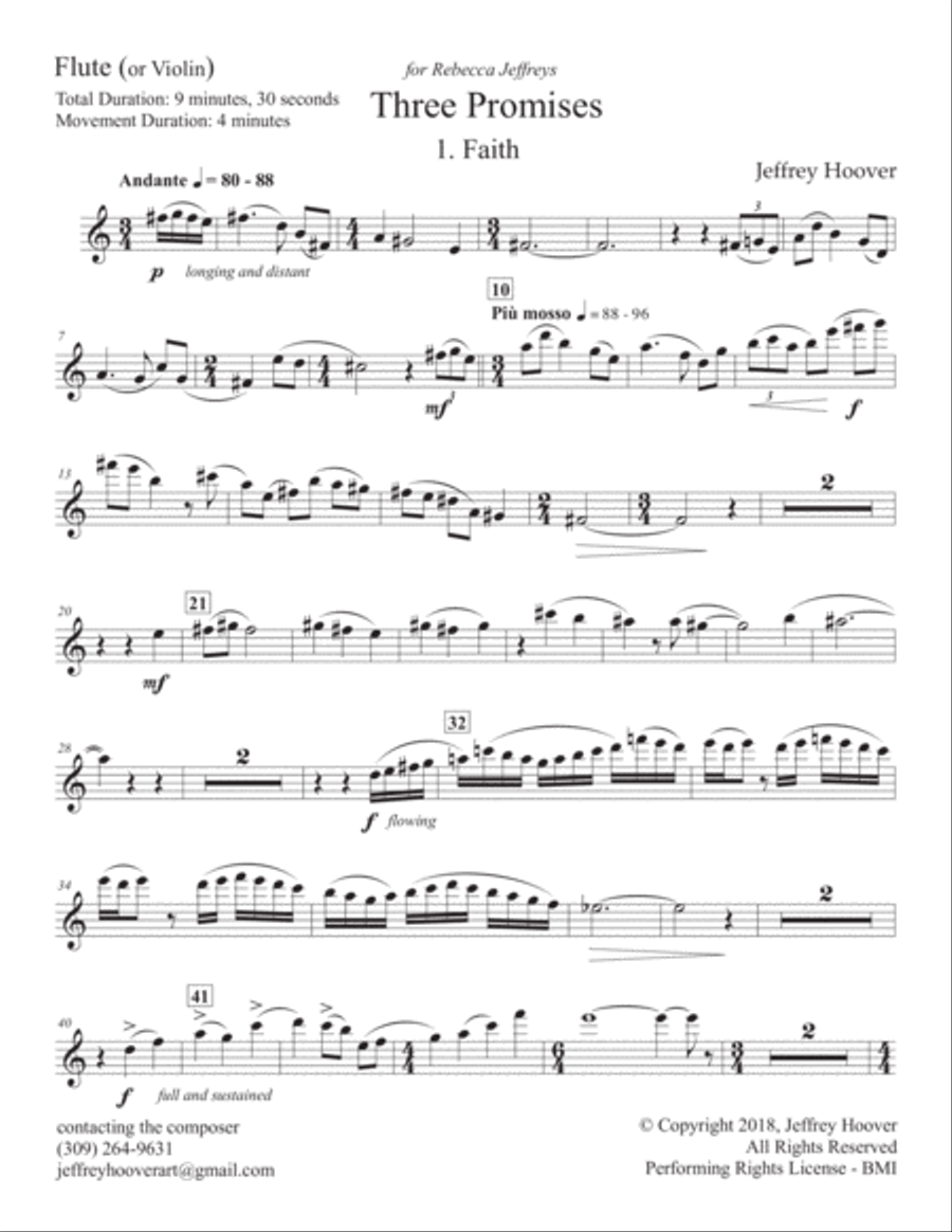 Three Promises - solo and keyboard Small Ensemble scores gallery preview page 5