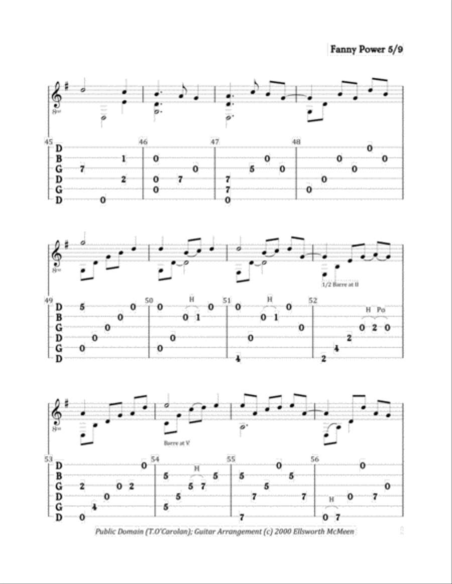 Fanny Power (For Fingerstyle Guitar Tuned Open G) Acoustic Guitar scores gallery preview page 5