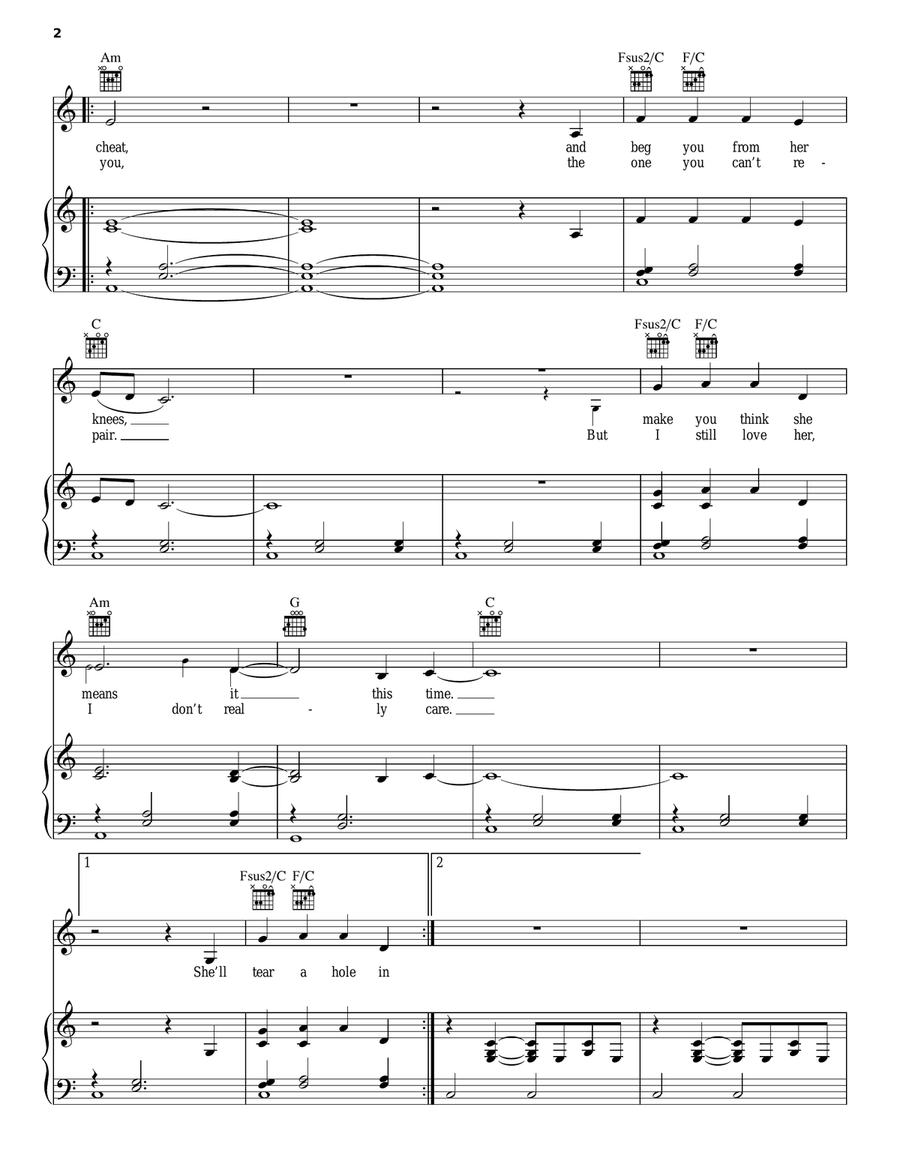 Stubborn Love Piano, Vocal, Guitar scores gallery preview page 2