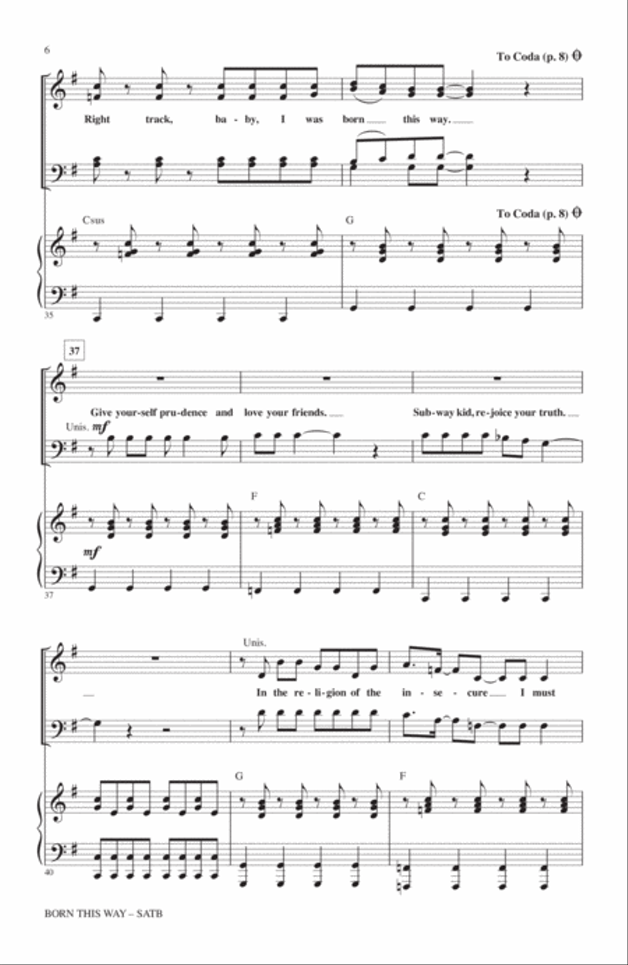 Born This Way 4-Part scores gallery preview page 5