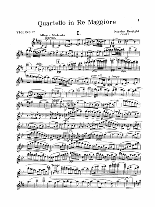 Book cover for String Quartet in D Major (1907): 1st Violin