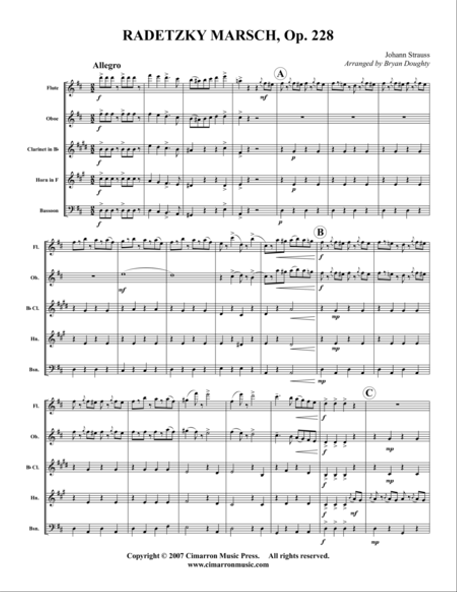Radetzky March Woodwind Quintet scores gallery preview page 1