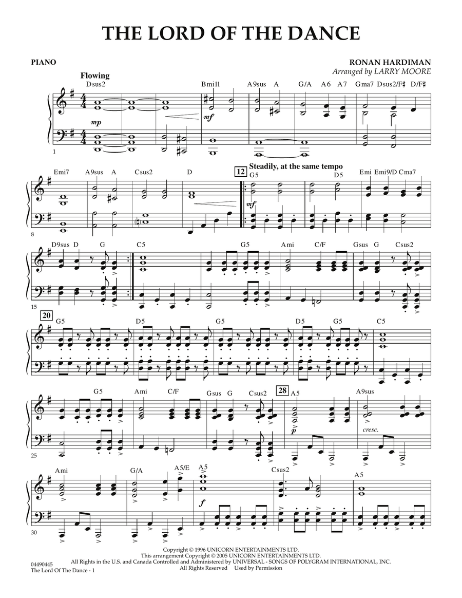Lord Of The Dance - Piano Orchestra scores gallery preview page 1