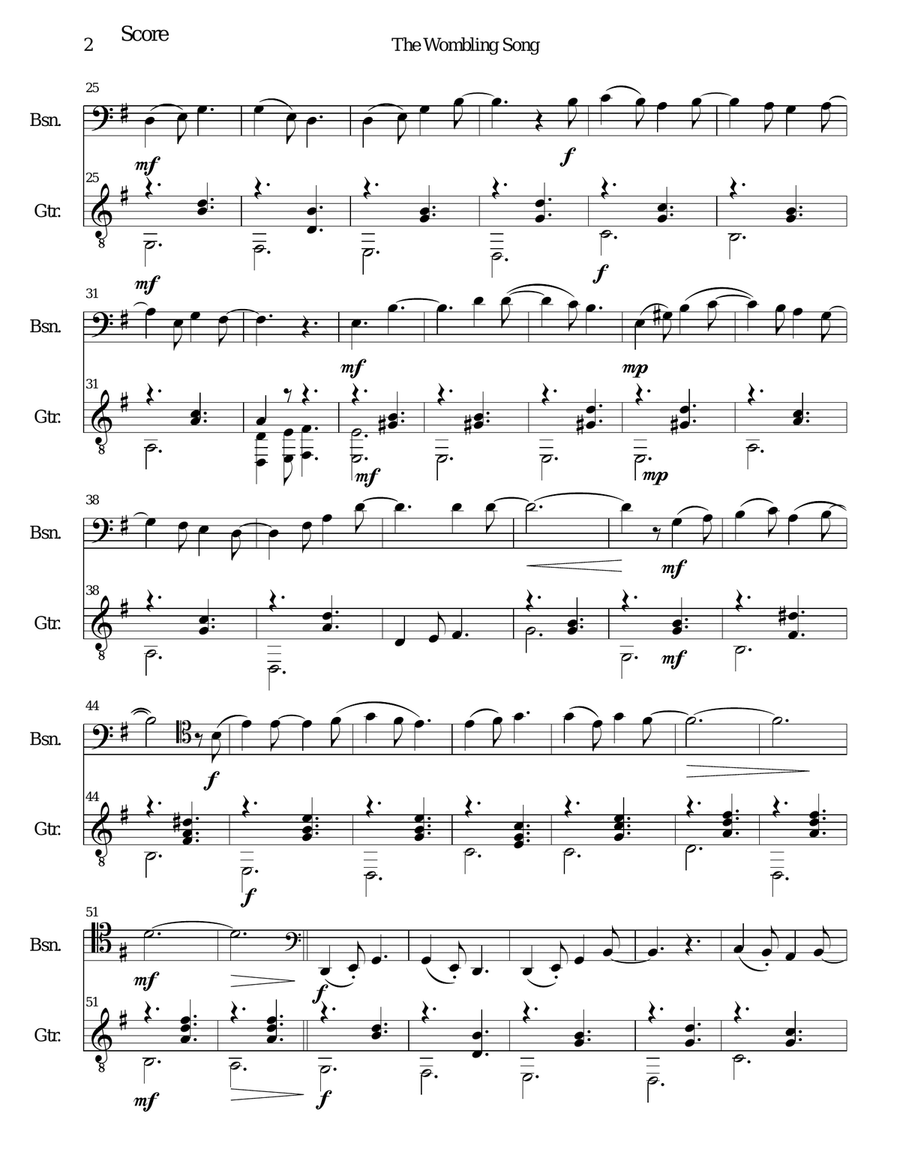 The Wombling Song Bassoon scores gallery preview page 2