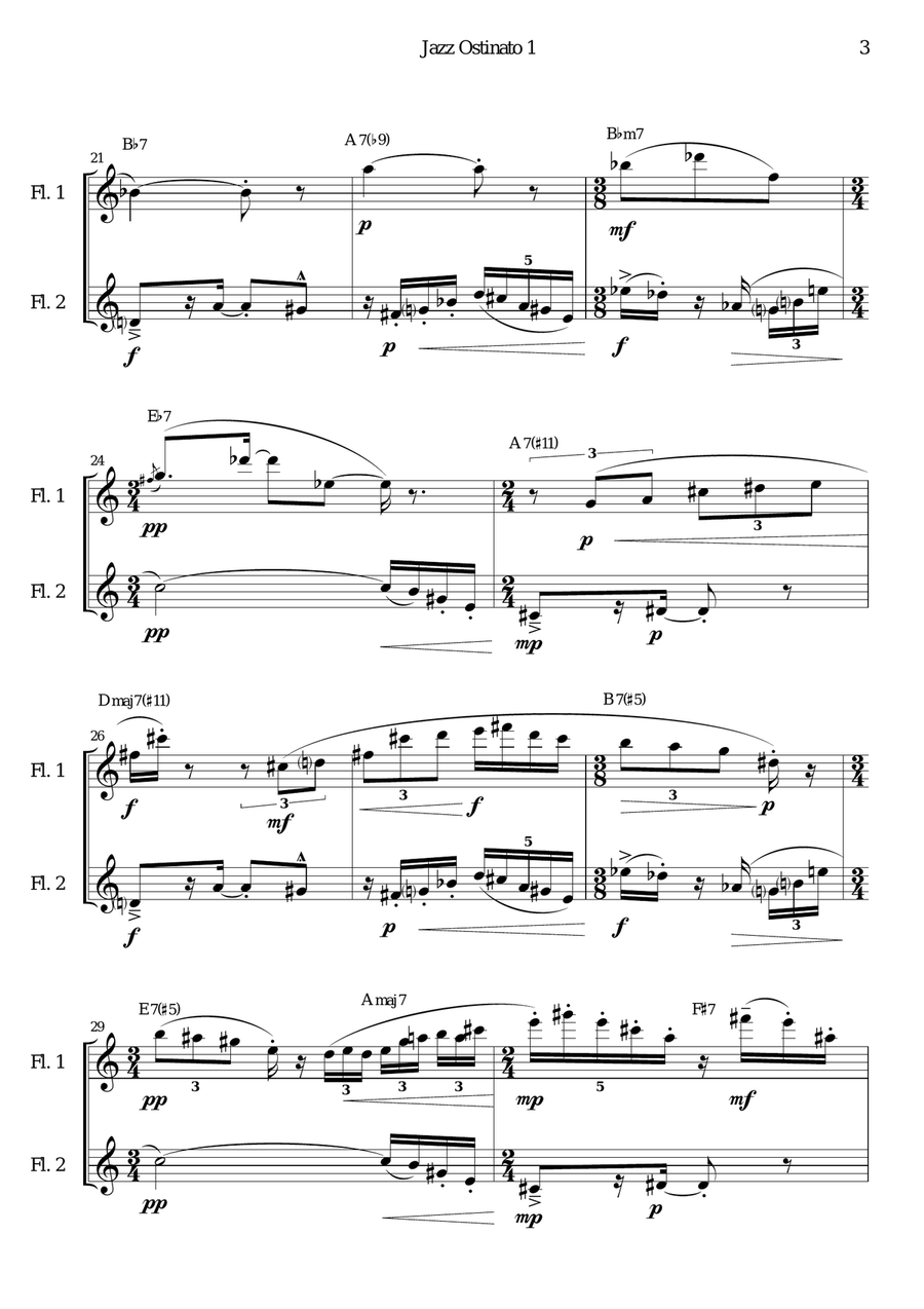 Jazz Ostinato 1 for Flute Duo Flute Duet scores gallery preview page 3