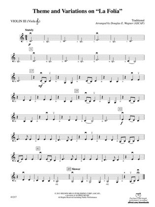 Theme and Variations on "La Folía": 3rd Violin (Viola [TC])