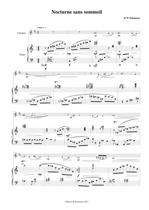 Nocturne sans sommeil (Sleepless nocturne) for clarinet and piano