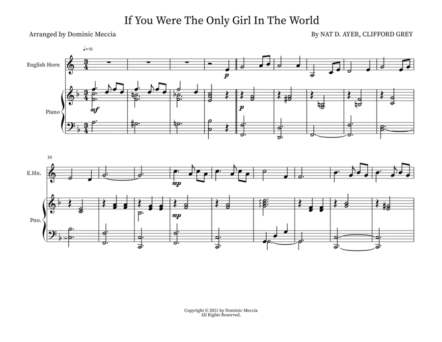 If You Were The Only Girl In The World English Horn scores gallery preview page 1