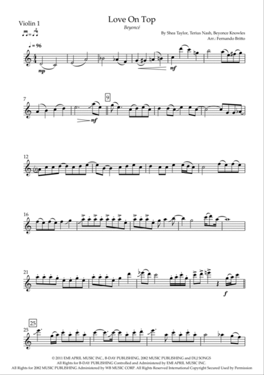 Love On Top Love On Top String Quartet scores gallery preview page 6