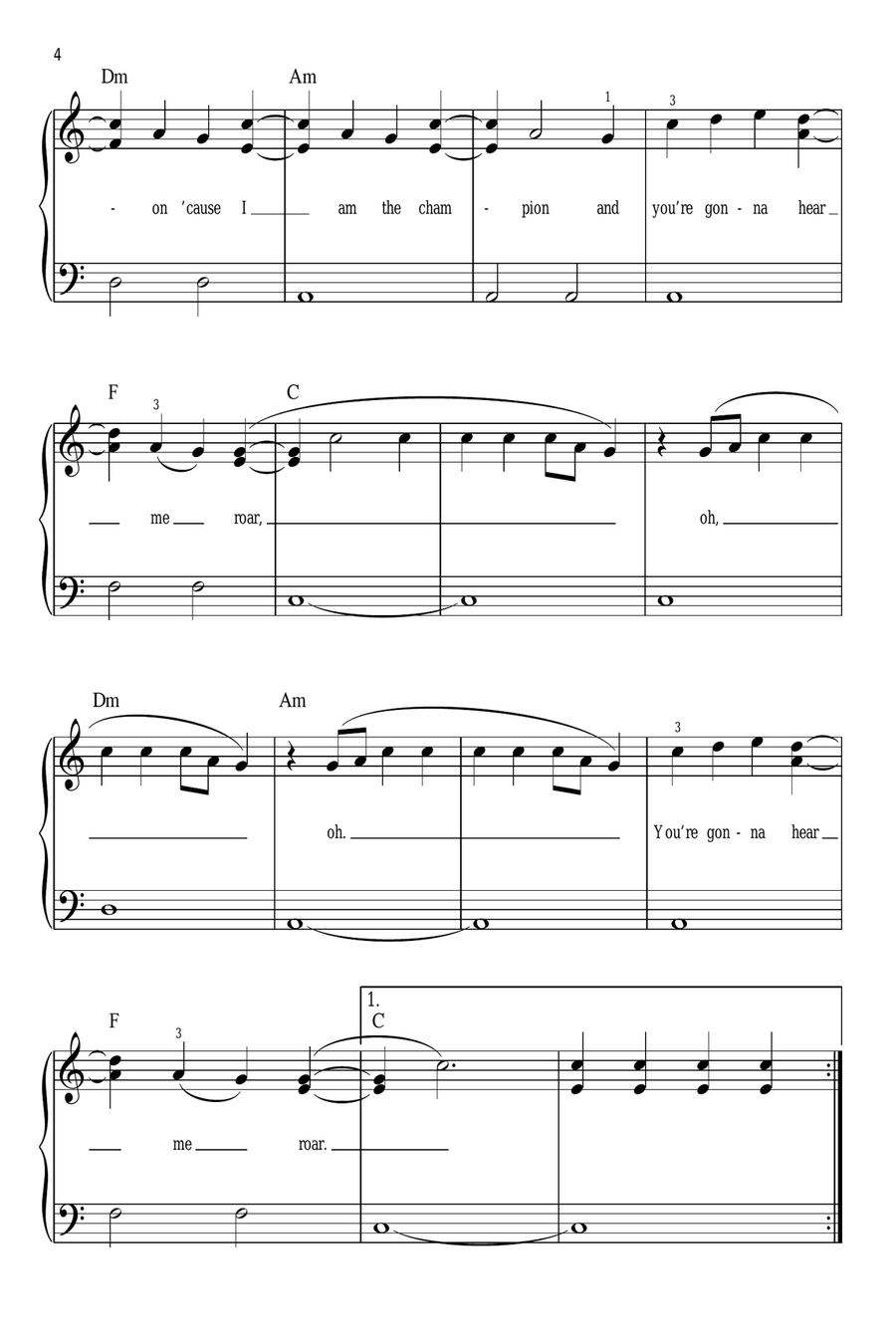 Roar Roar Easy Piano scores gallery preview page 4