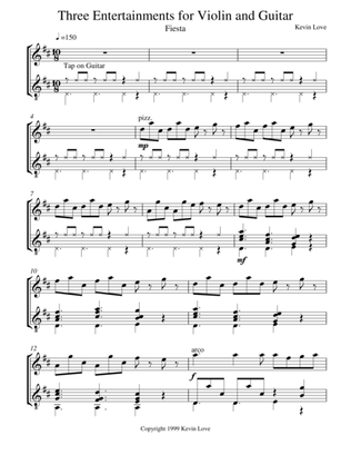 Three Entertainments for Violin and Guitar - Fiesta - Score and Parts