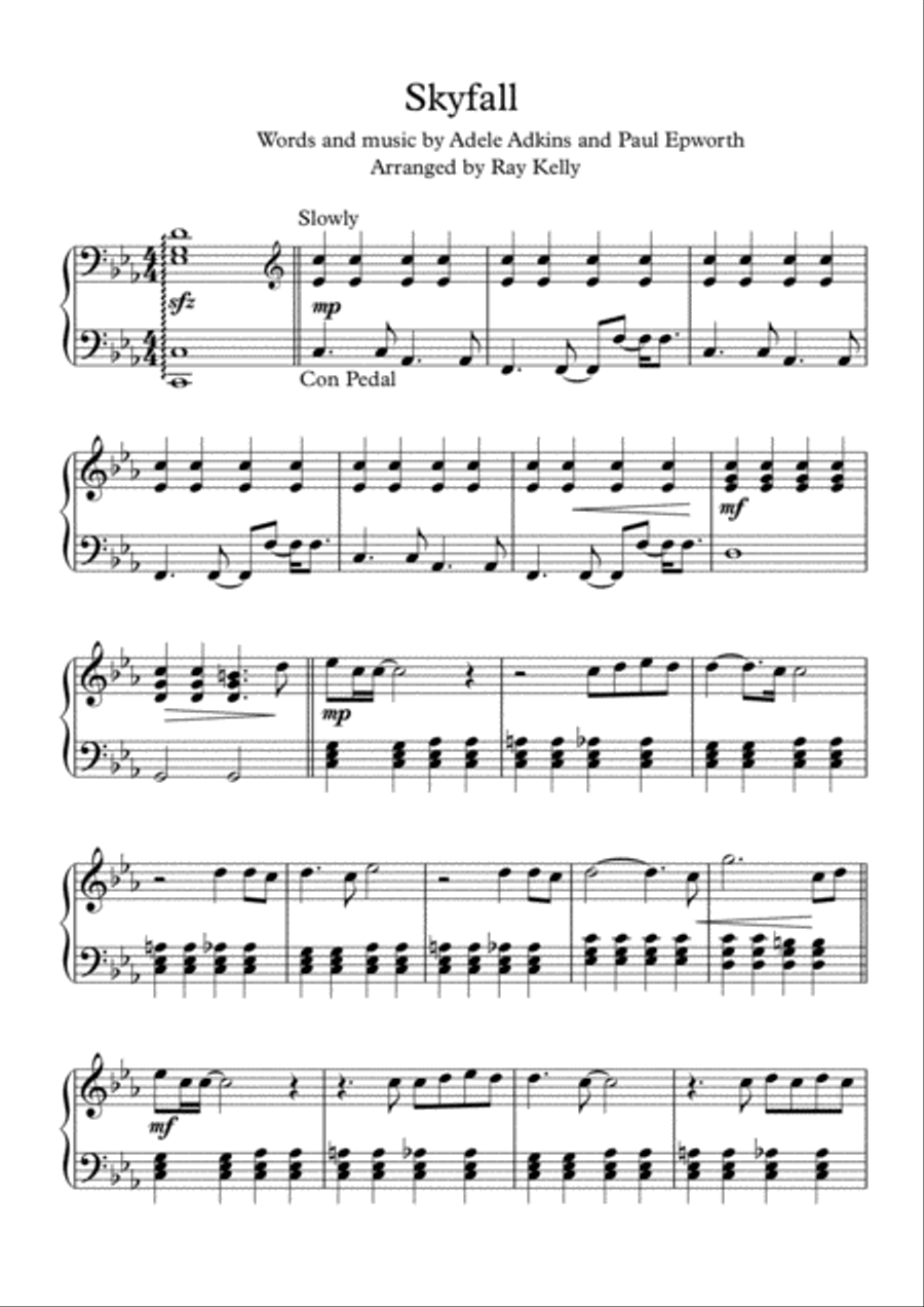Skyfall Easy Piano scores gallery preview page 1