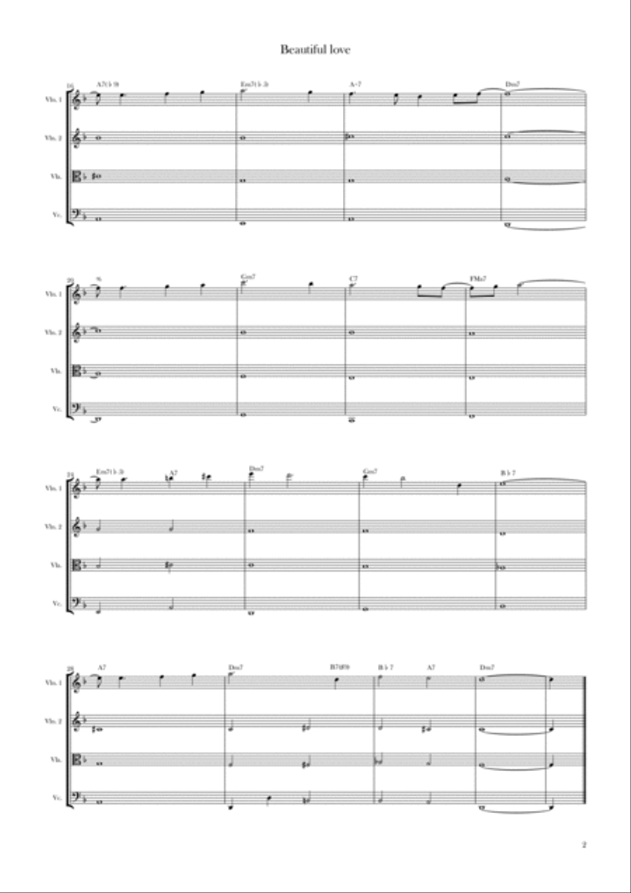 Beautiful Love String Quartet scores gallery preview page 2