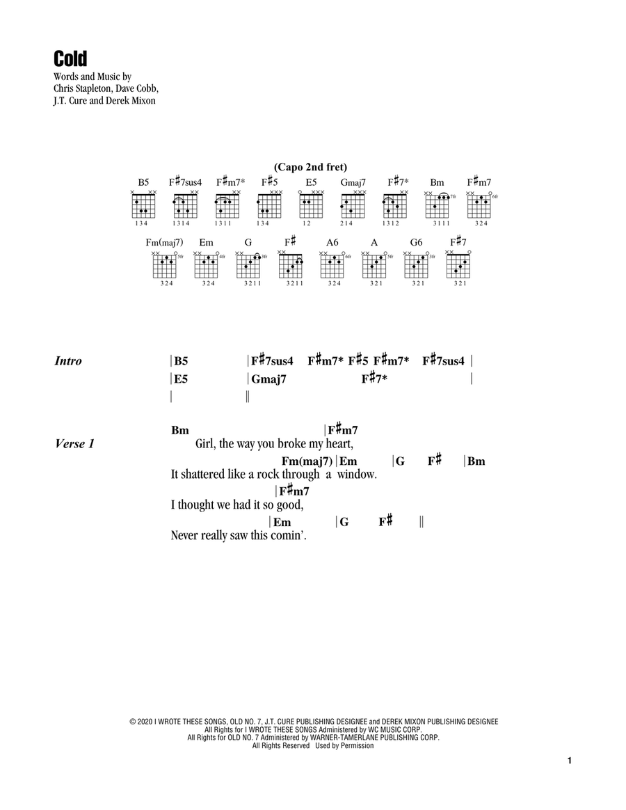 Cold Electric Guitar scores gallery preview page 1