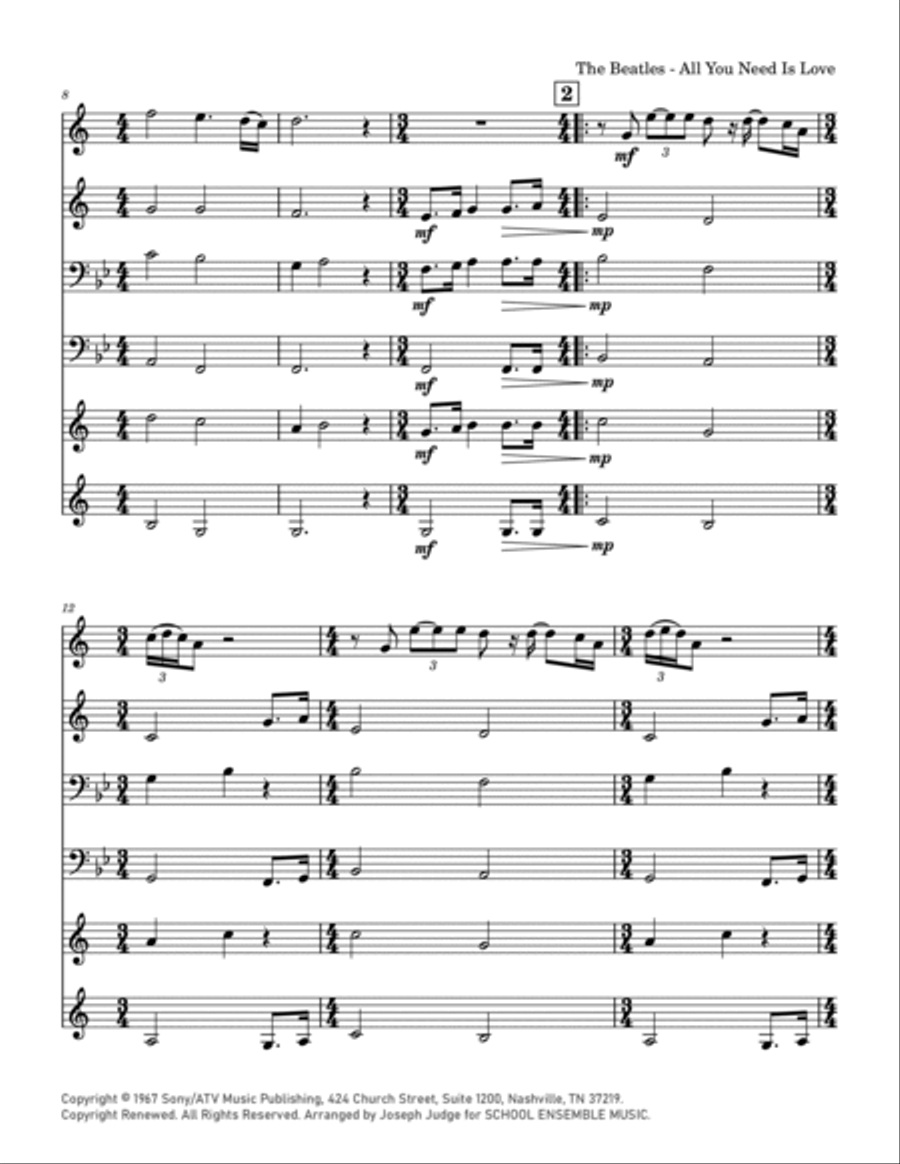 All You Need Is Love All You Need Is Love Chamber Music scores gallery preview page 2