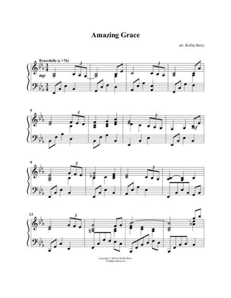 Amazing Grace--for Piano Solo image number null